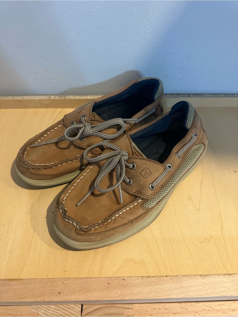 Sperry Kids Tan Boat Shoes with Lace-Up Detail